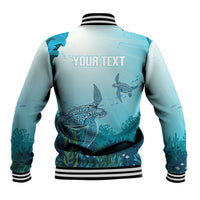Personalized Dominica Freediving Baseball Jacket Leatherback Sea Turtle Ocean Style