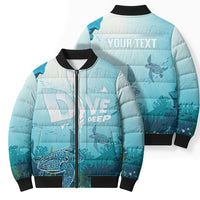 Personalized Dominica Freediving Bomber Puffer Jacket Leatherback Sea Turtle Ocean Style