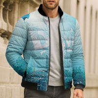 Personalized Dominica Freediving Bomber Puffer Jacket Leatherback Sea Turtle Ocean Style