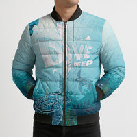 Personalized Dominica Freediving Bomber Puffer Jacket Leatherback Sea Turtle Ocean Style