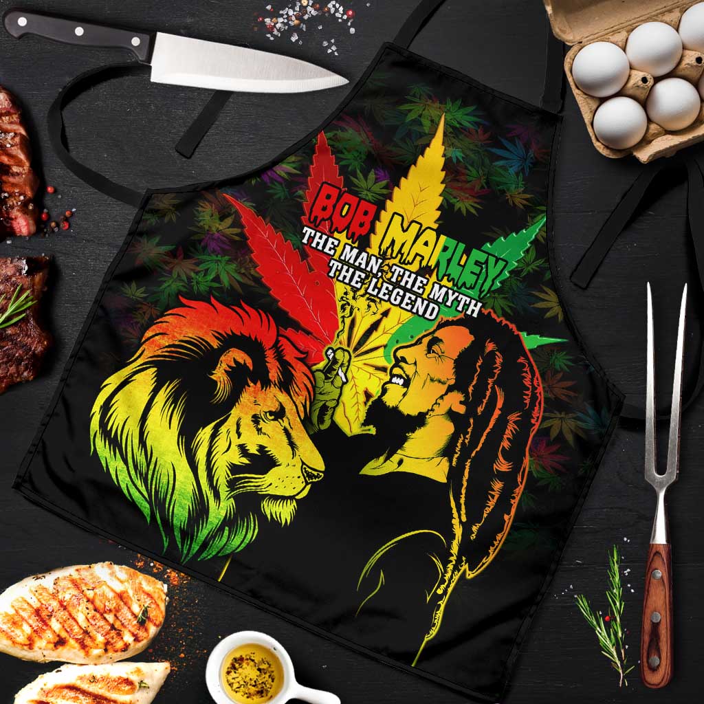 Jamaica Legend Bob Apron Lion With Cannabis Leaf Pattern - Wonder Print Shop