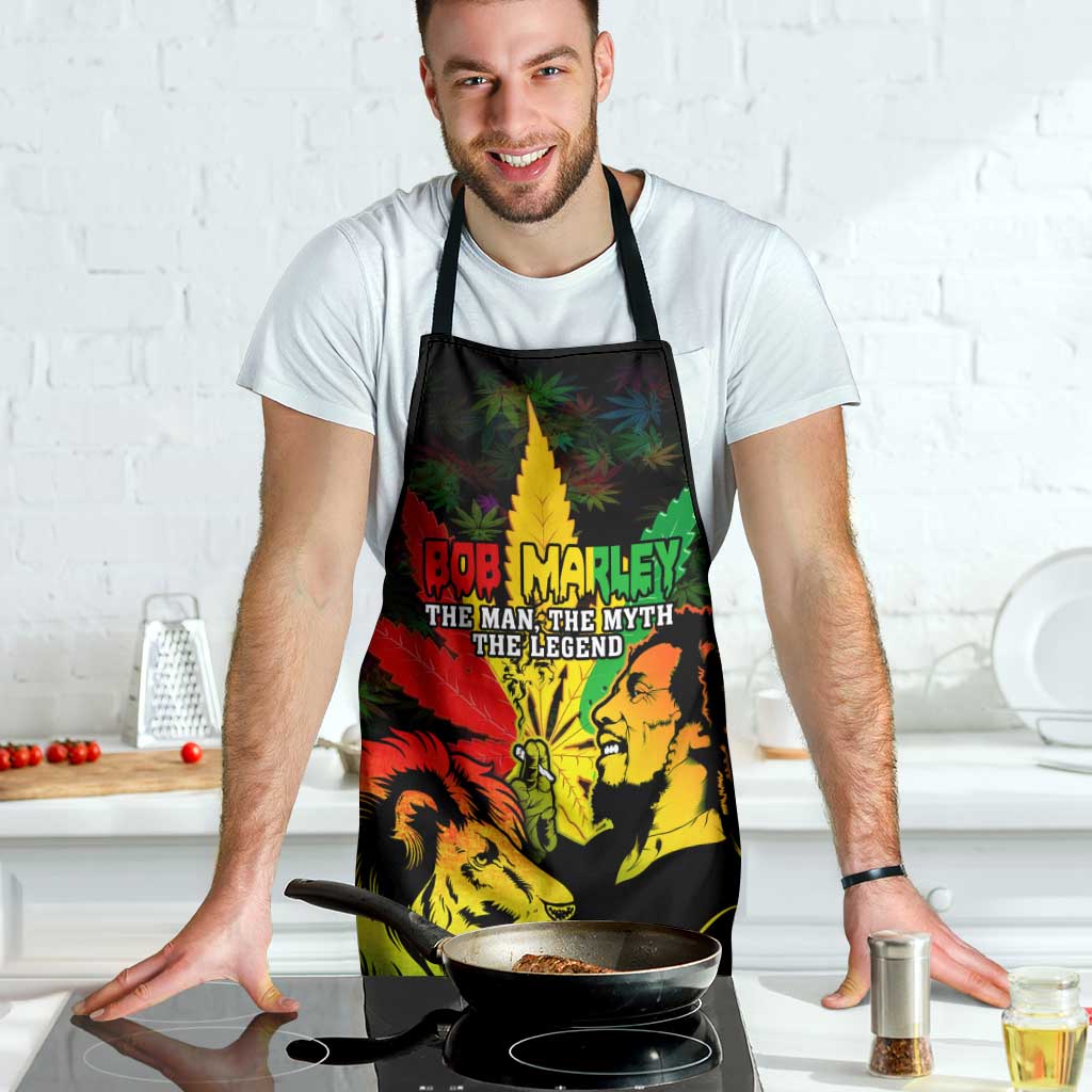 Jamaica Legend Bob Apron Lion With Cannabis Leaf Pattern - Wonder Print Shop