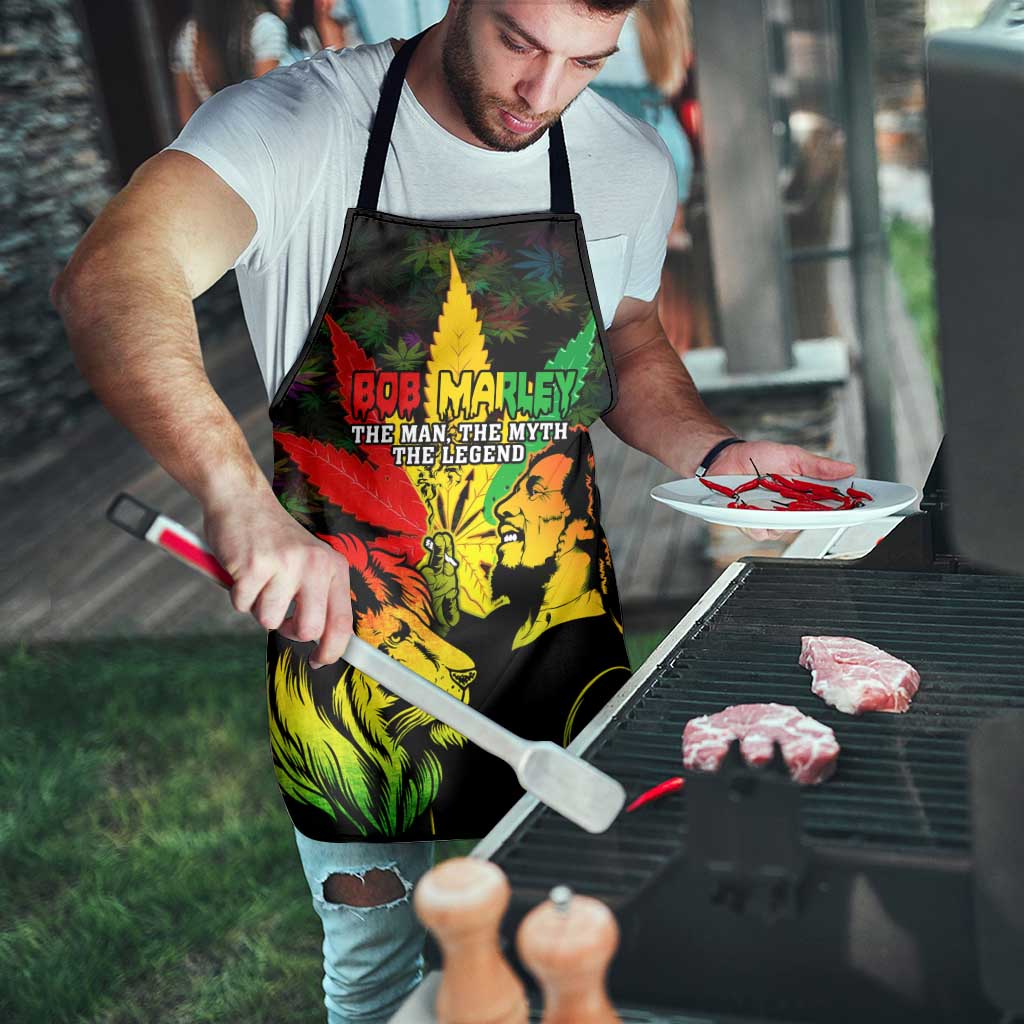 Jamaica Legend Bob Apron Lion With Cannabis Leaf Pattern - Wonder Print Shop