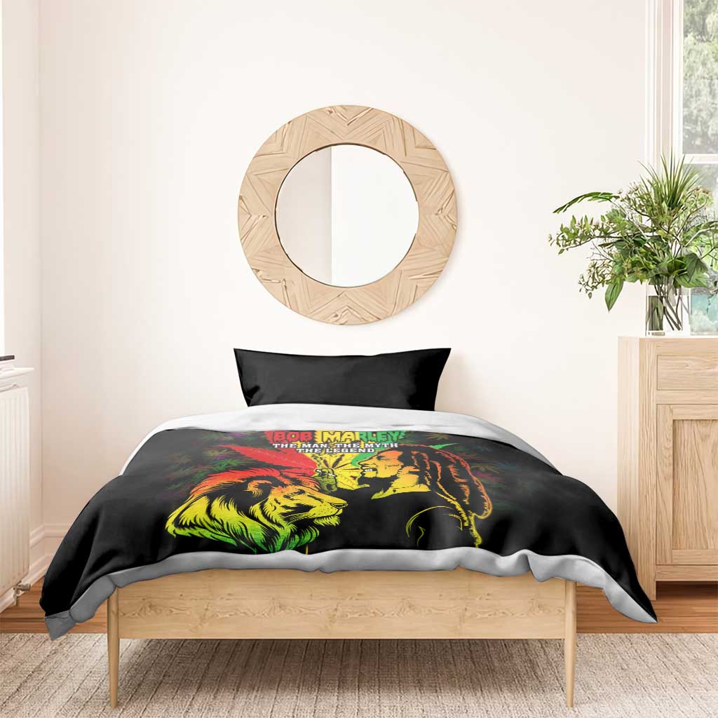 Jamaica Legend Bob Bedding Set Lion With Cannabis Leaf Pattern - Wonder Print Shop