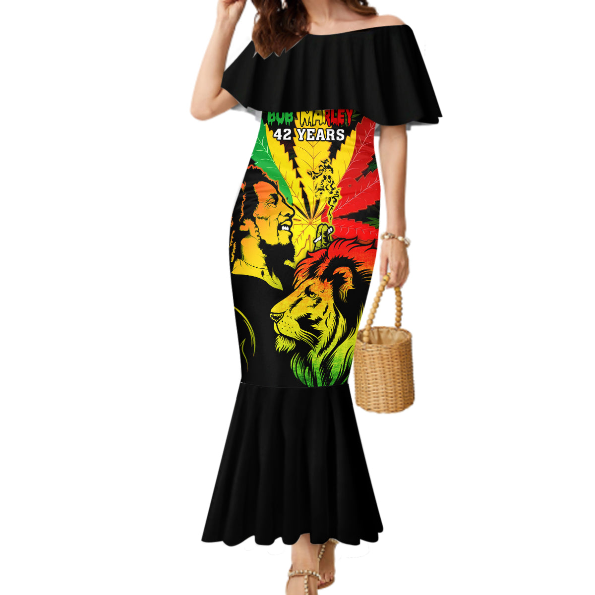 jamaica-bob-marley-mermaid-dress-lion-with-cannabis-leaf-pattern