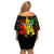 Jamaica Legend Bob Off Shoulder Short Dress Lion With Cannabis Leaf Pattern - Wonder Print Shop