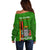 Zambia Independence Day Off Shoulder Sweater Happy 59th Anniversary Kente Pattern - Wonder Print Shop