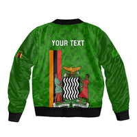 Green bomber jacket with back graphic, central shield and eagle, ribbed hem