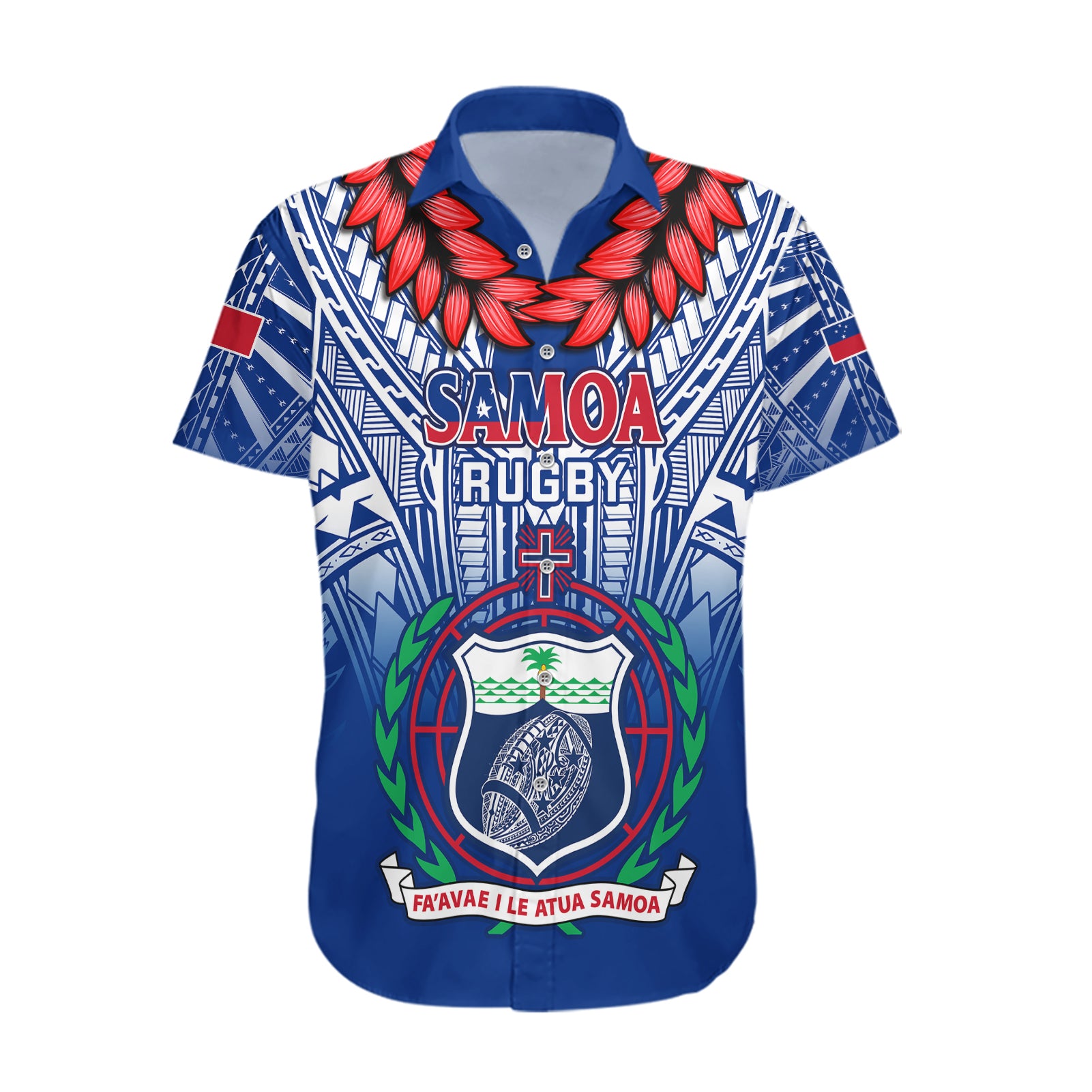 Samoa Rugby Hawaiian Shirt 2023 Go Manu Samoa With Ula Fala Style - Wonder Print Shop