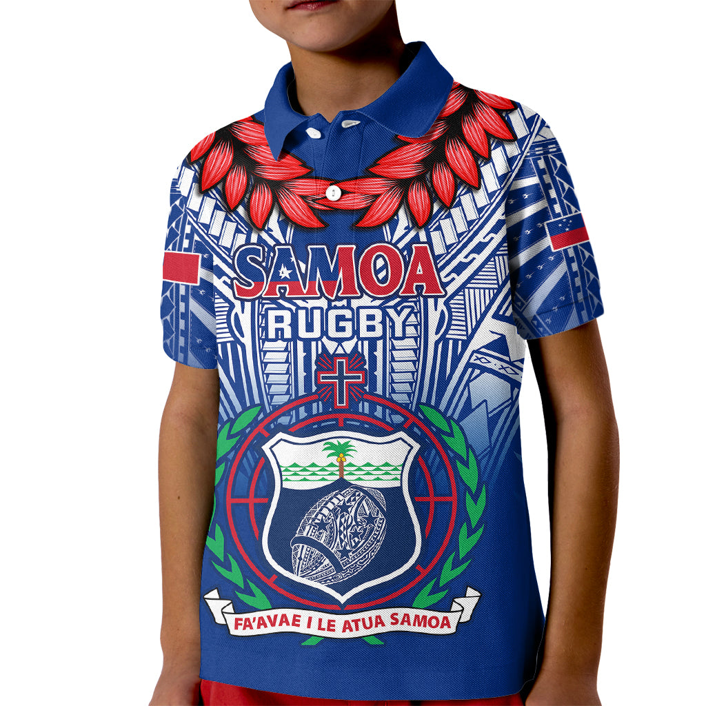 Samoa Rugby Kid Polo Shirt 2023 Go Manu Samoa With Ula Fala Style - Wonder Print Shop