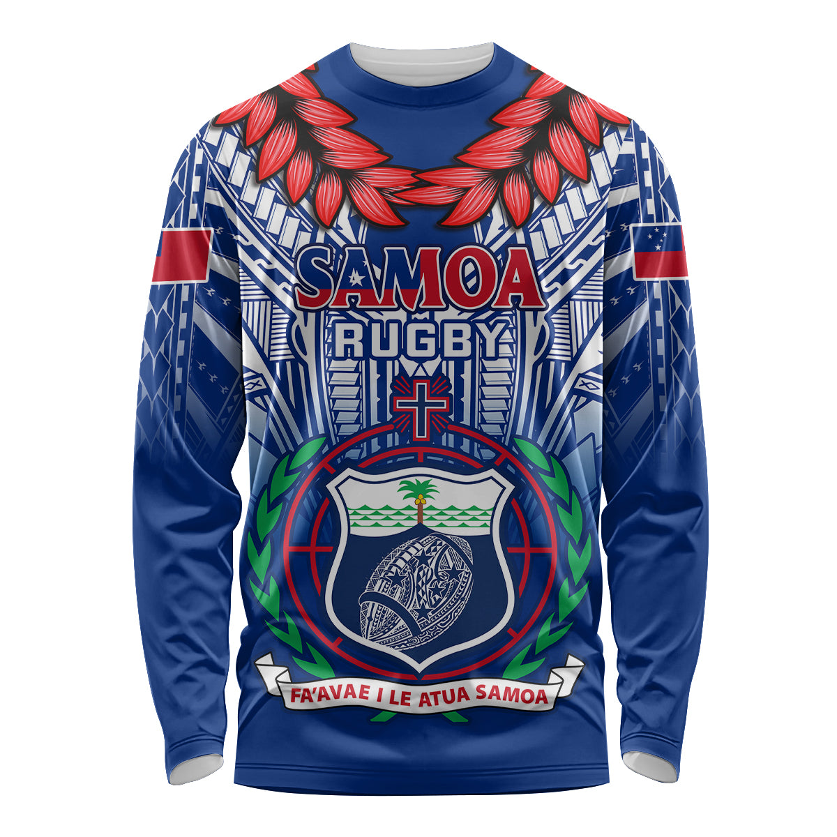 Samoa Rugby Long Sleeve Shirt 2023 Go Manu Samoa With Ula Fala Style - Wonder Print Shop