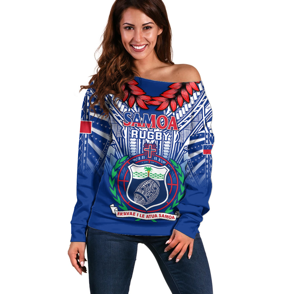 Samoa Rugby Off Shoulder Sweater 2023 Go Manu Samoa With Ula Fala Style - Wonder Print Shop