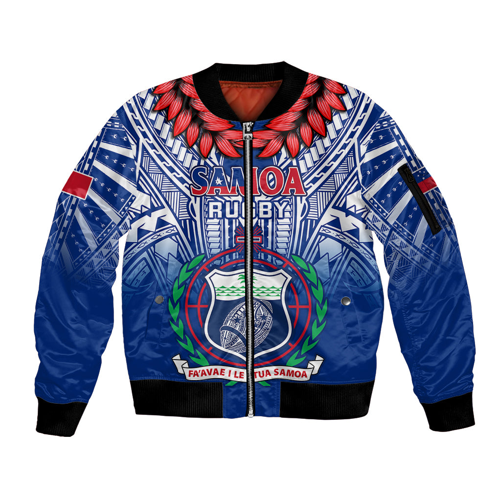 Custom Samoa Rugby Sleeve Zip Bomber Jacket 2023 Go Manu Samoa With Ula Fala Style - Wonder Print Shop