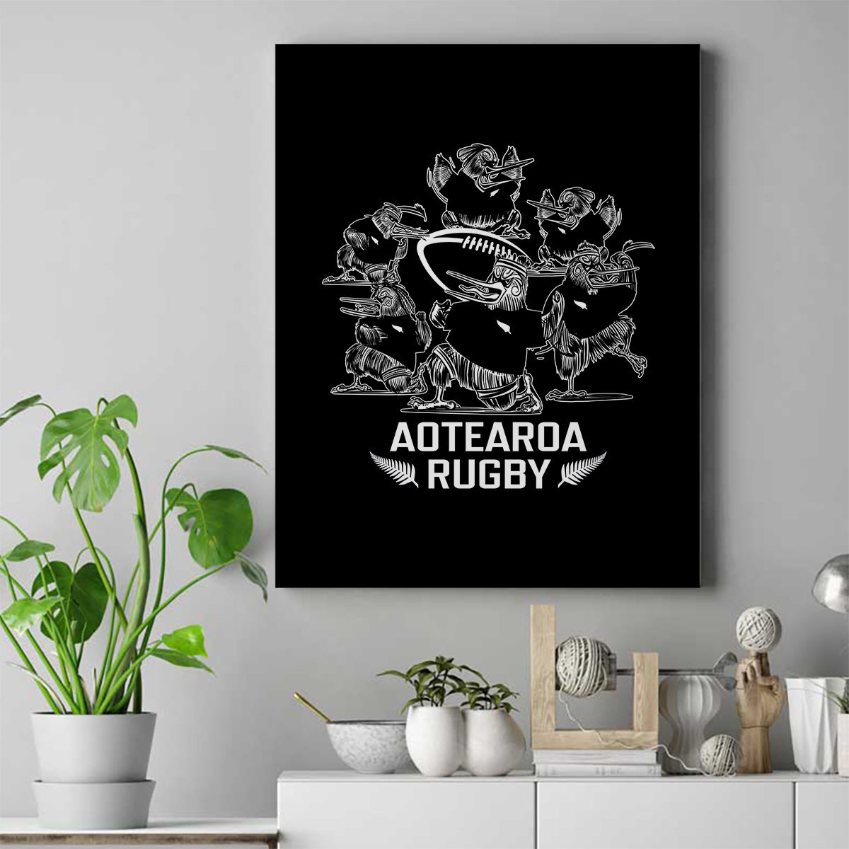 New Zealand Silver Fern Rugby Canvas Wall Art Haka Aotearoa Kiwi Dance - Wonder Print Shop