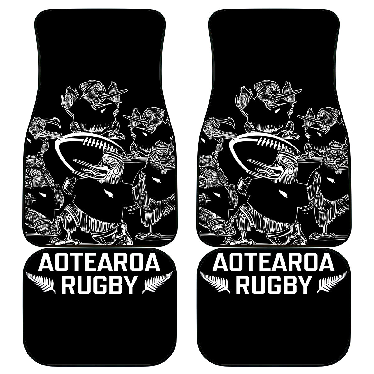 New Zealand Silver Fern Rugby Car Mats Haka Aotearoa Kiwi Dance - Wonder Print Shop