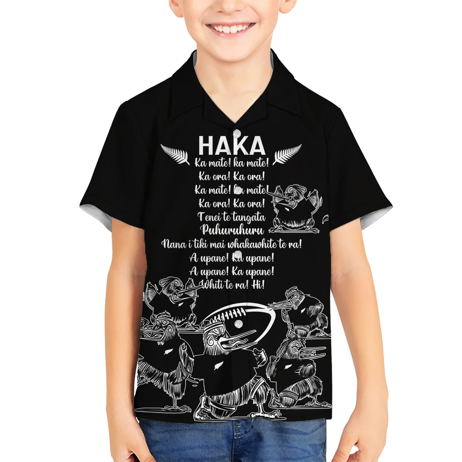 New Zealand Silver Fern Rugby Kid Hawaiian Shirt Haka Aotearoa Kiwi Dance - Wonder Print Shop