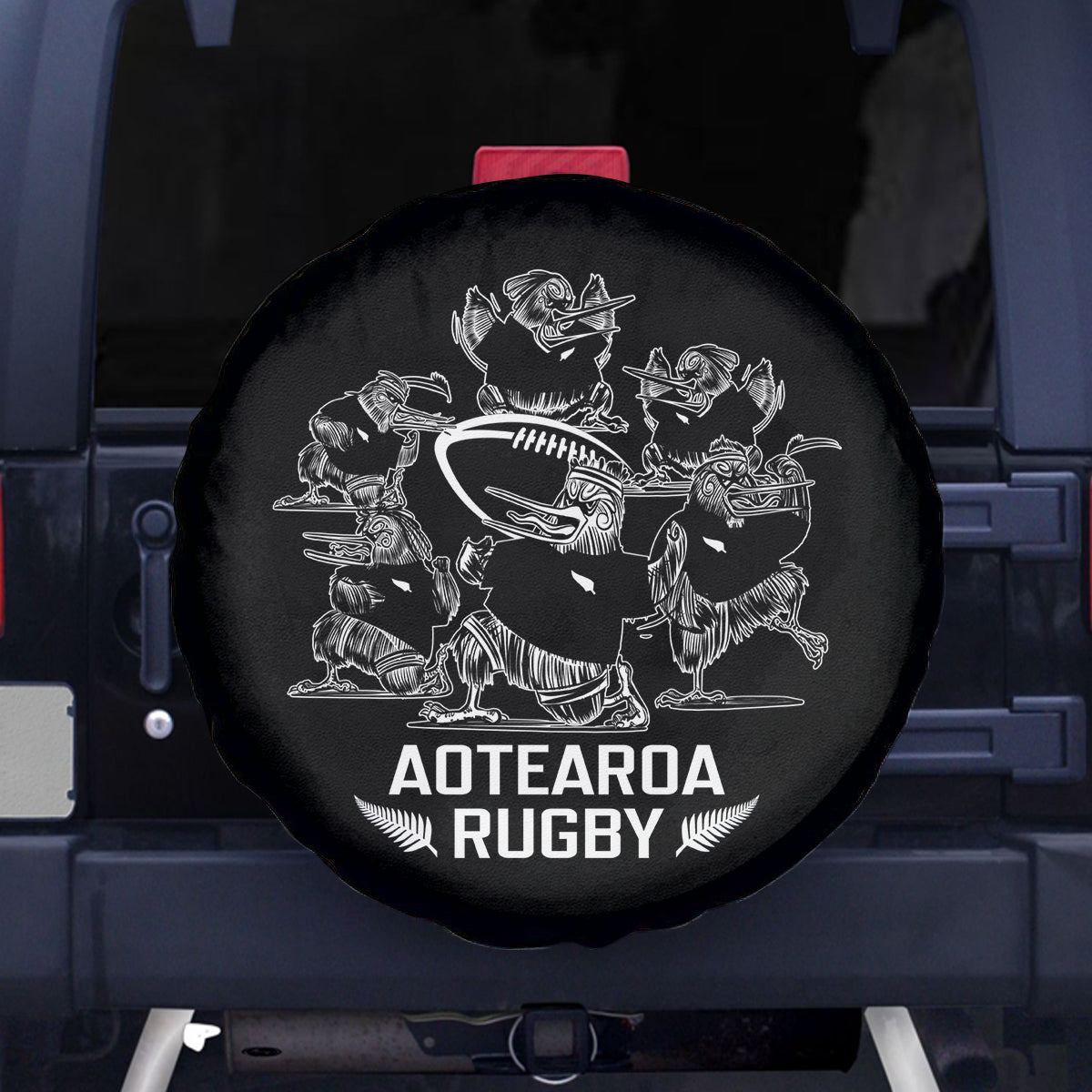 New Zealand Silver Fern Rugby Spare Tire Cover Haka Aotearoa Kiwi Dance - Wonder Print Shop