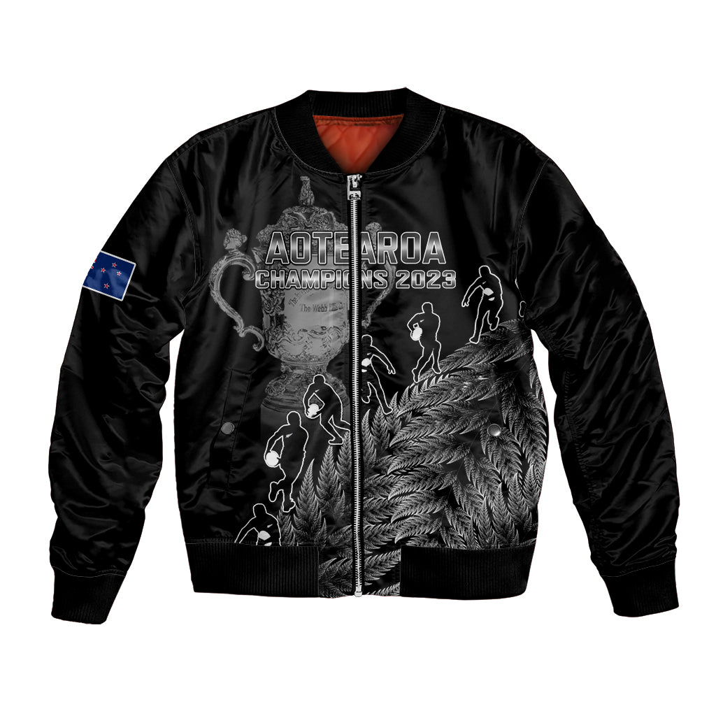 Custom New Zealand Silver Fern Rugby Bomber Jacket All Black Go Champions 2023 With Trophy Proud - Wonder Print Shop