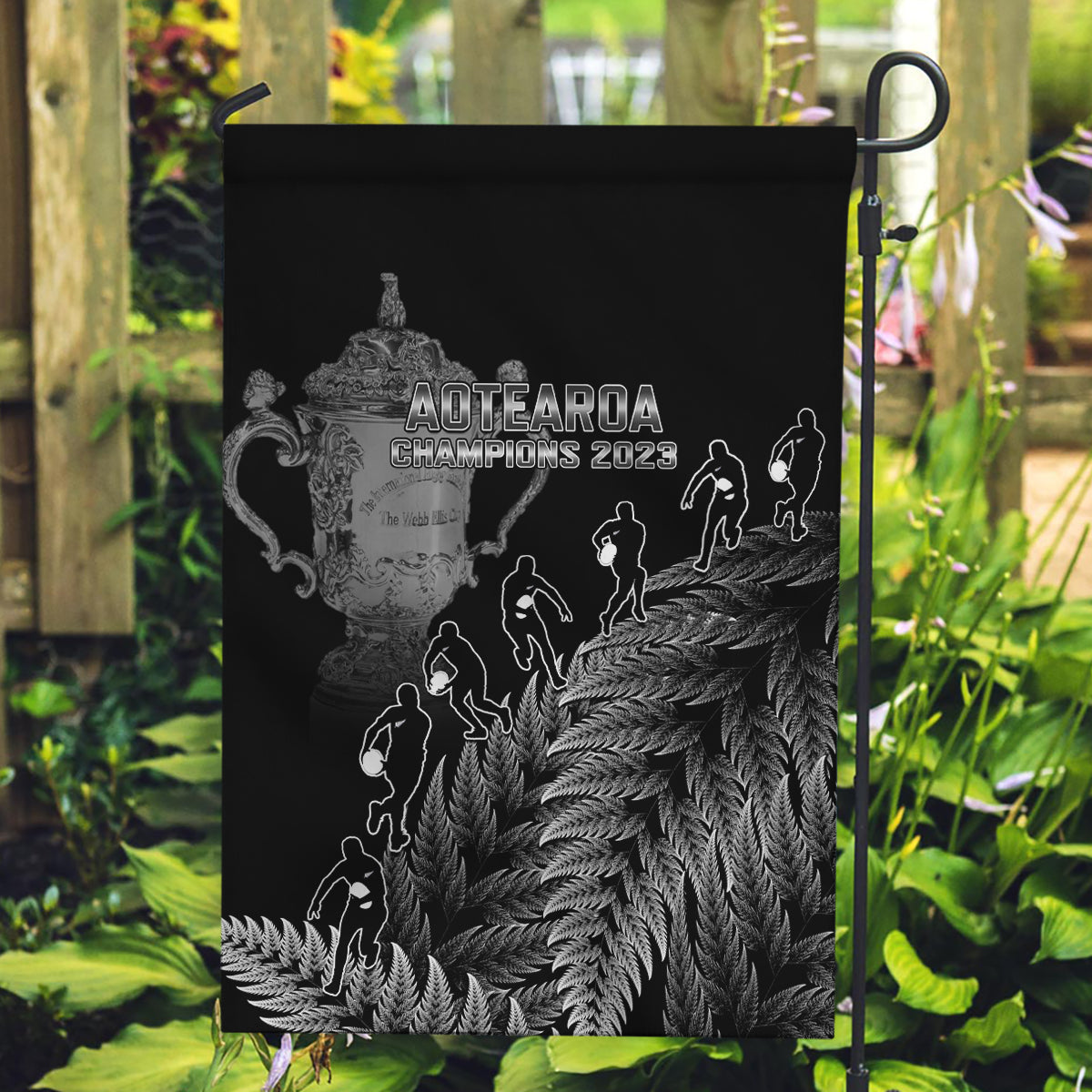 Custom New Zealand Silver Fern Rugby Garden Flag All Black Go Champions 2023 With Trophy Proud - Wonder Print Shop