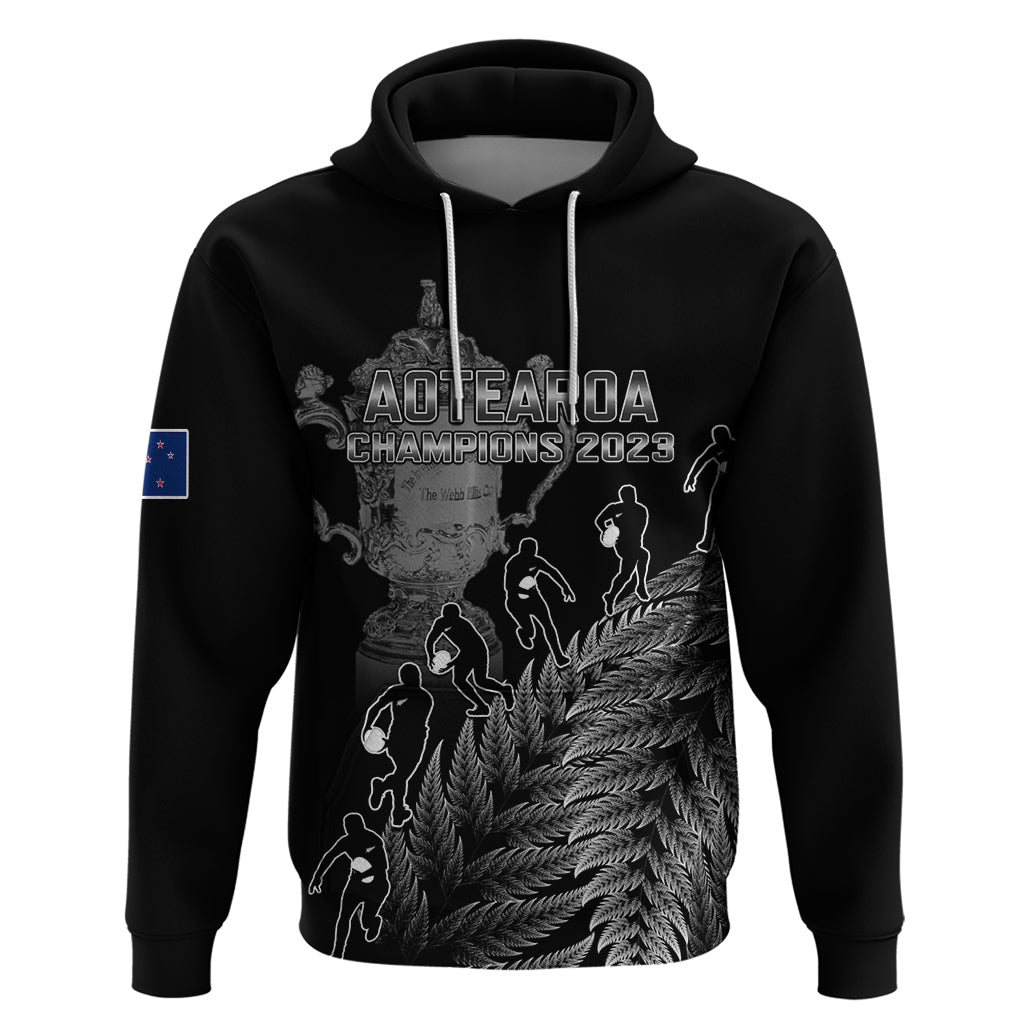 Custom New Zealand Silver Fern Rugby Hoodie All Black Go Champions 2023 With Trophy Proud - Wonder Print Shop