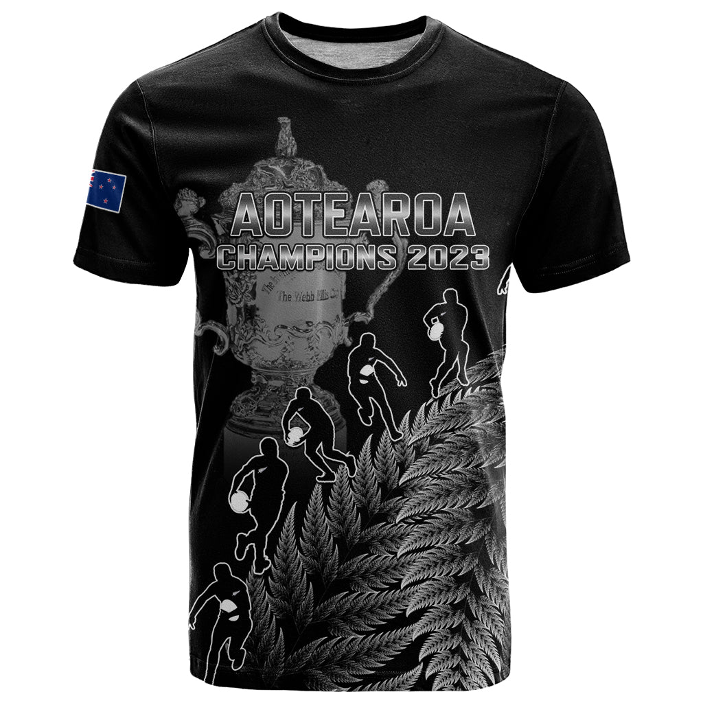 Custom New Zealand Silver Fern Rugby T Shirt All Black Go Champions 2023 With Trophy Proud - Wonder Print Shop