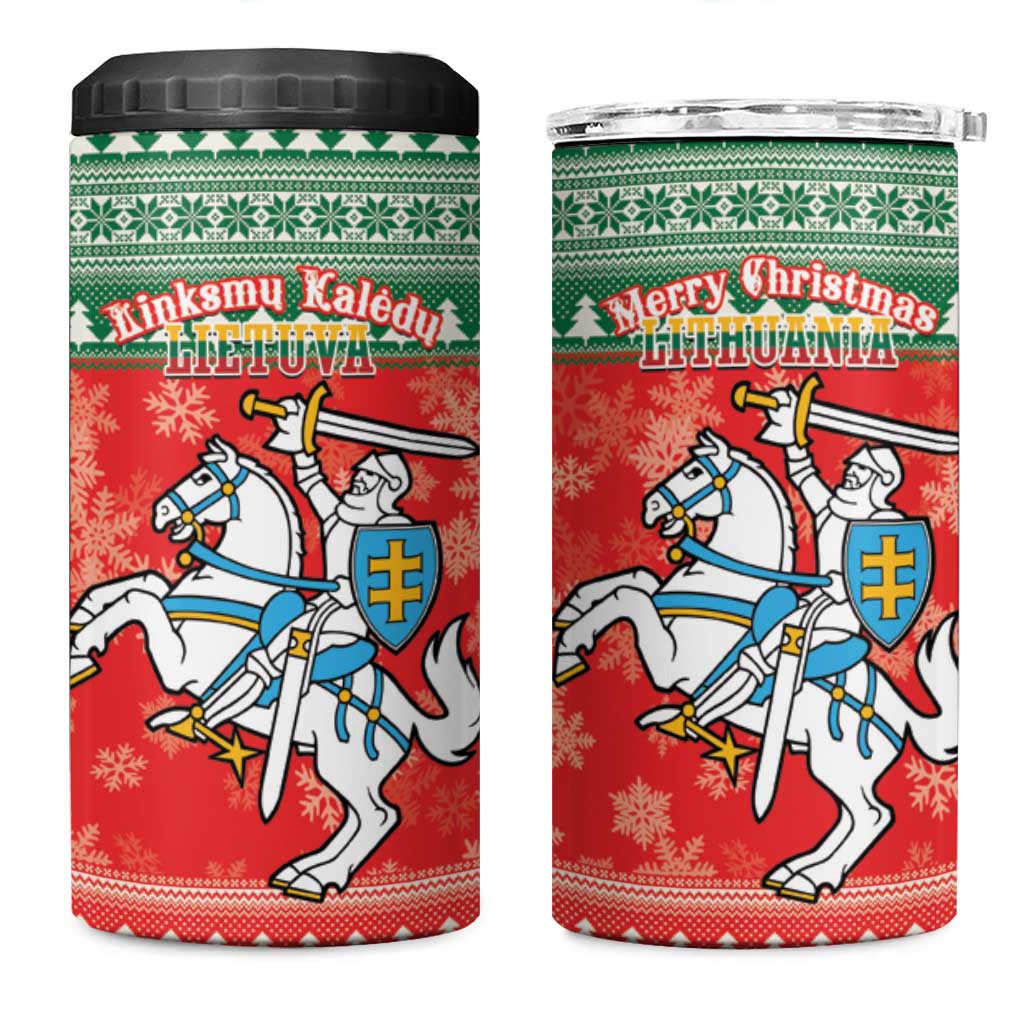 Lietuva Christmas 4 in 1 Can Cooler Tumbler Linksmu Kaledu - Lithuania Coat Of Arms - Wonder Print Shop