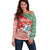 Lietuva Christmas Off Shoulder Sweater Linksmu Kaledu - Lithuania Coat Of Arms - Wonder Print Shop