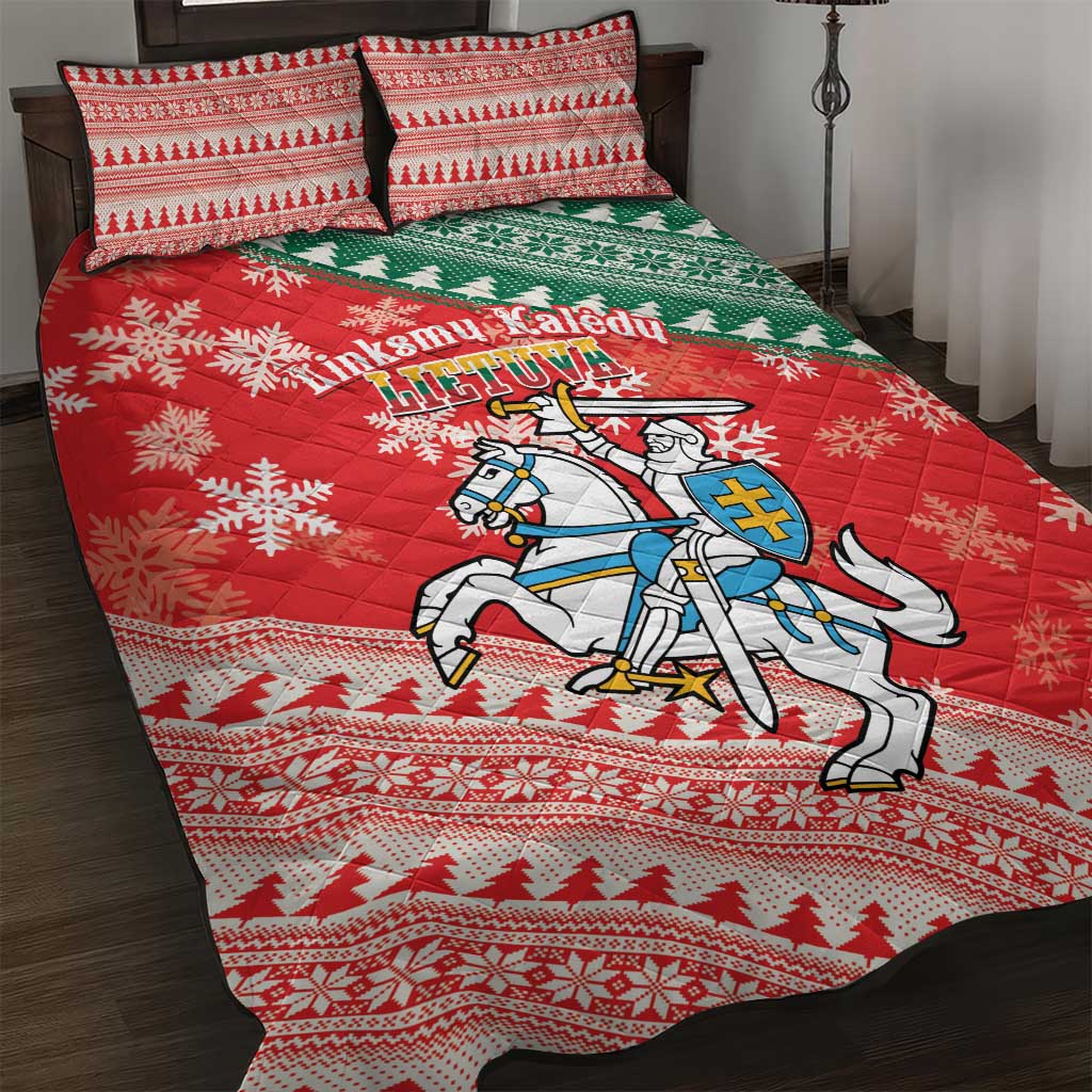 Lietuva Christmas Quilt Bed Set Linksmu Kaledu - Lithuania Coat Of Arms - Wonder Print Shop