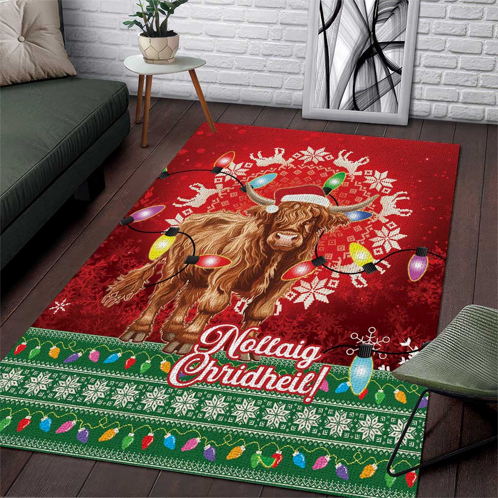 Scotland Christmas Area Rug Highland Cow Santa - Nollaig Chridheil! - Wonder Print Shop