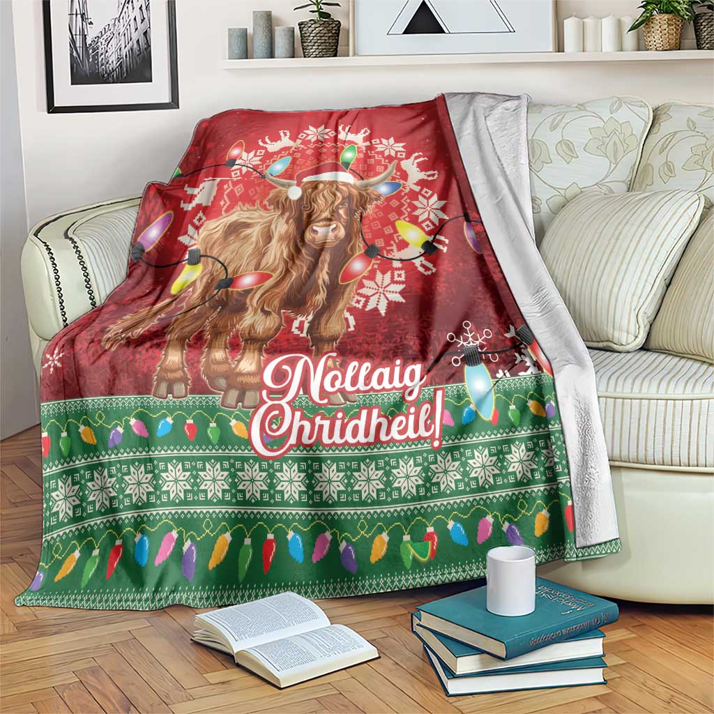 Scotland Christmas Blanket Highland Cow Santa - Nollaig Chridheil!