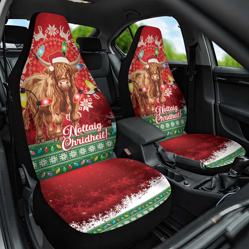 Scotland Christmas Car Seat Cover Highland Cow Santa - Nollaig Chridheil! - Wonder Print Shop