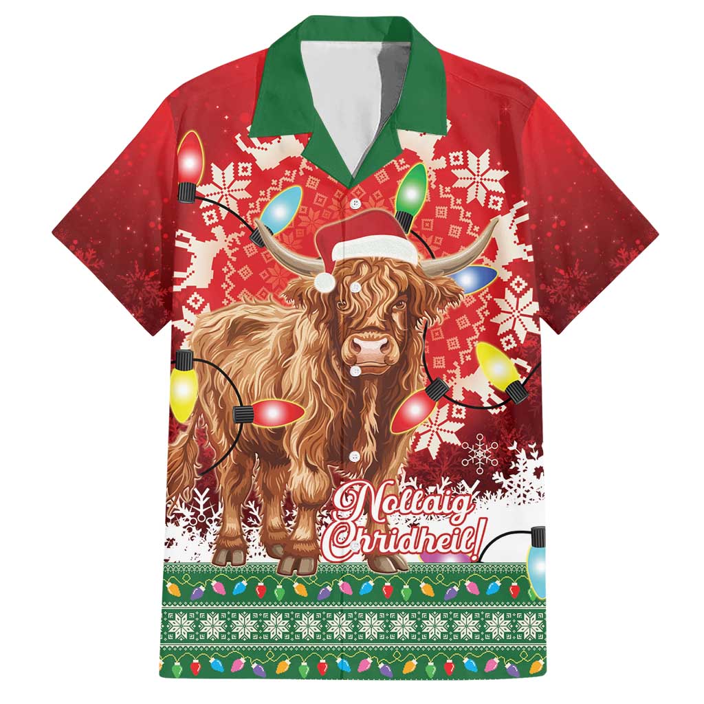 Scotland Christmas Hawaiian Shirt Highland Cow Santa - Nollaig Chridheil! - Wonder Print Shop