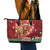 Scotland Christmas Leather Tote Bag Highland Cow Santa - Nollaig Chridheil! - Wonder Print Shop