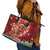 Scotland Christmas Leather Tote Bag Highland Cow Santa - Nollaig Chridheil! - Wonder Print Shop