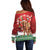 Scotland Christmas Off Shoulder Sweater Highland Cow Santa - Nollaig Chridheil! - Wonder Print Shop