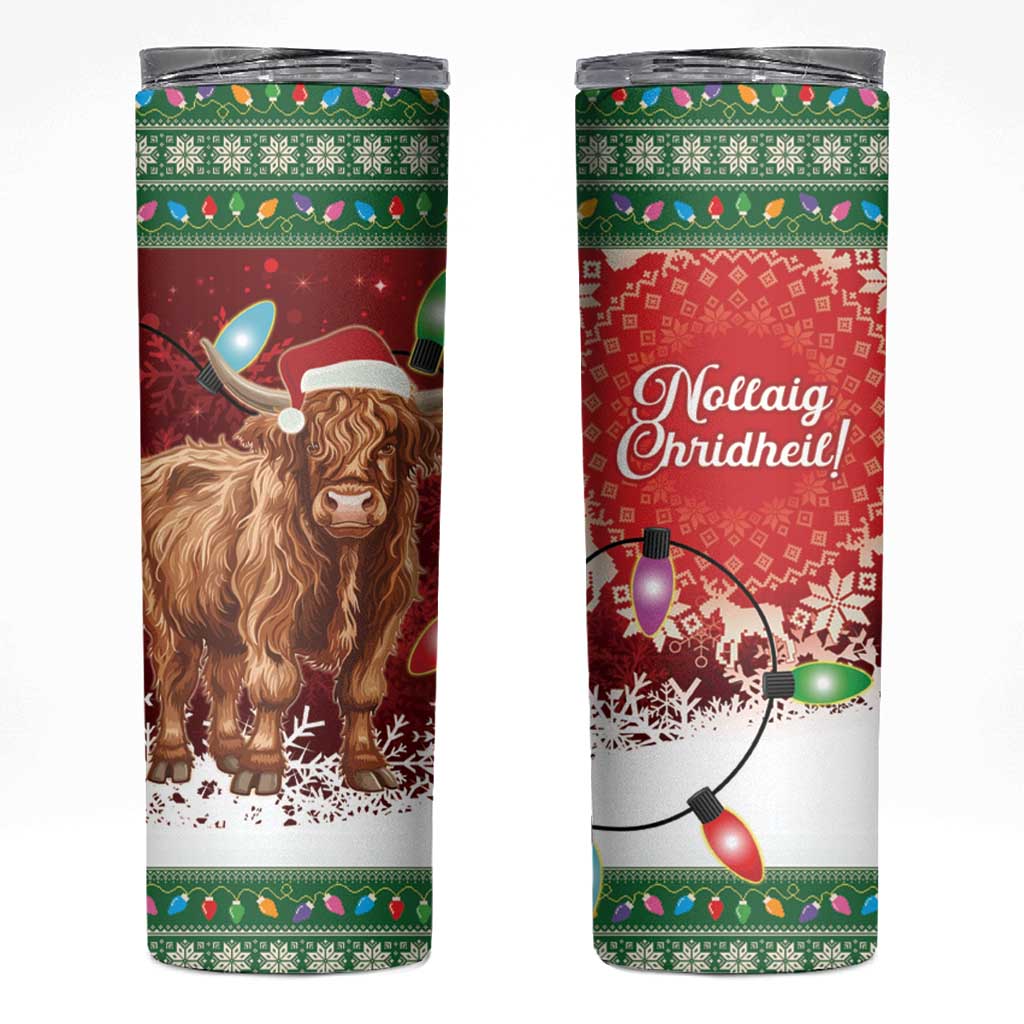 Scotland Christmas Skinny Tumbler Highland Cow Santa - Nollaig Chridheil!