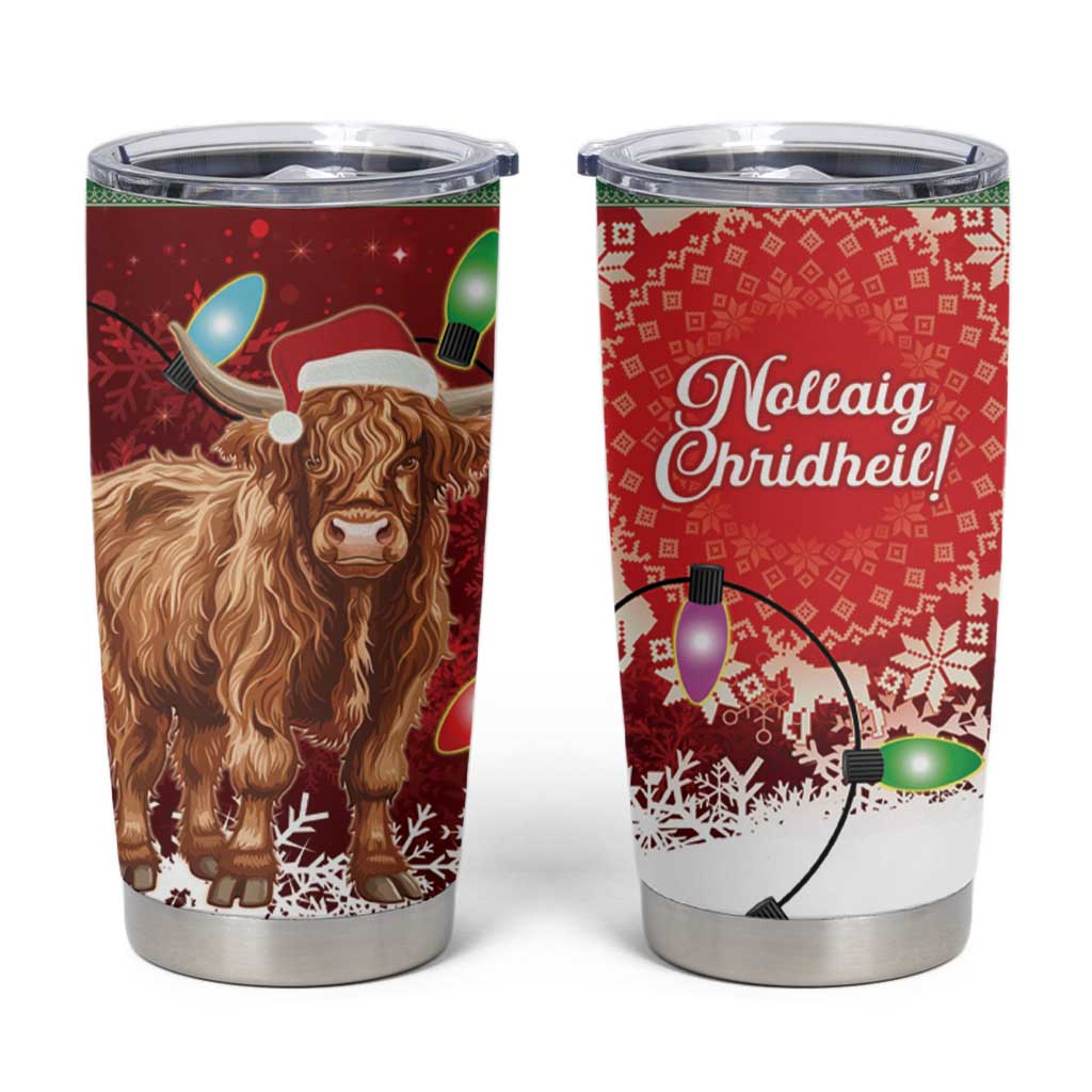 Scotland Christmas Tumbler Cup Highland Cow Santa - Nollaig Chridheil!