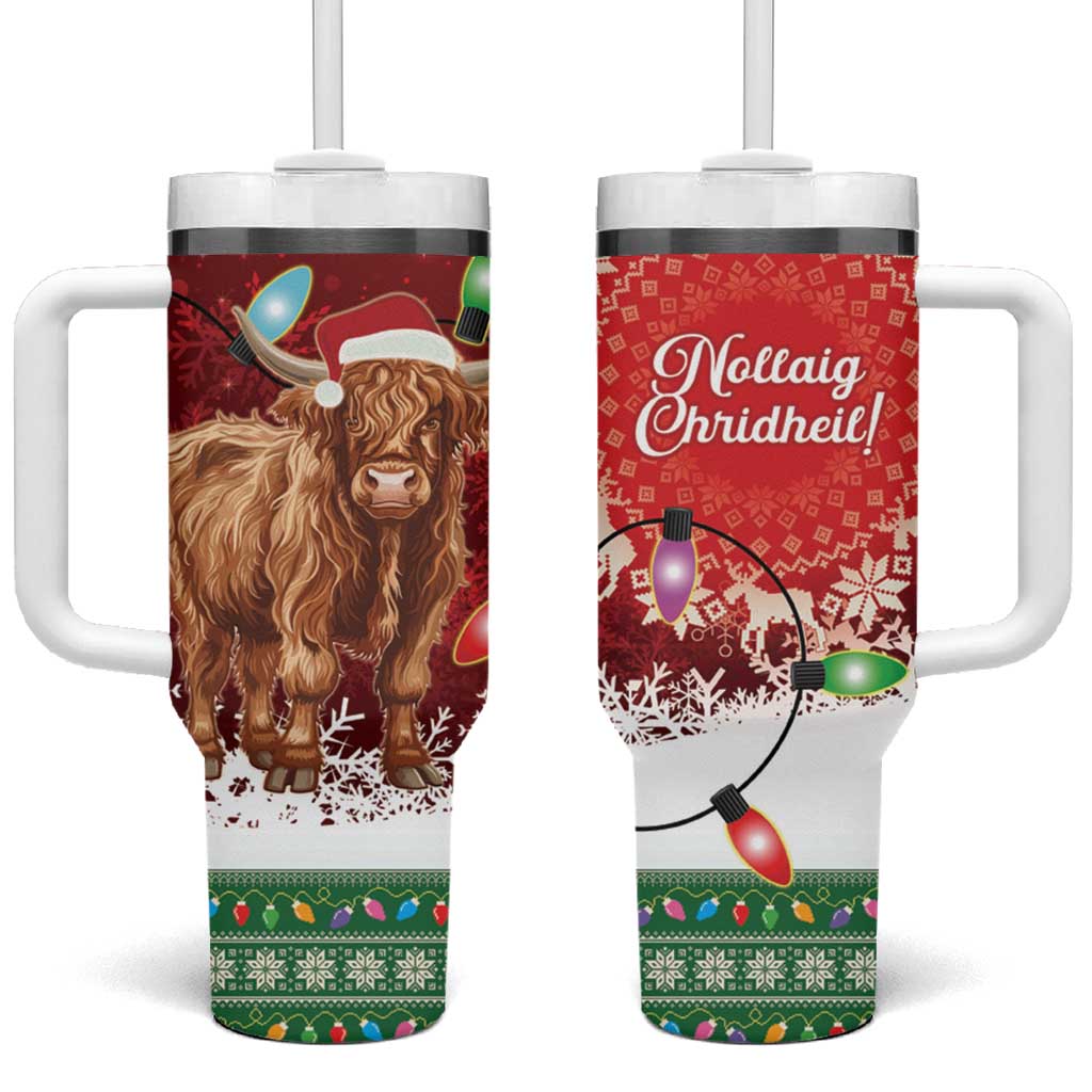 Scotland Christmas Tumbler With Handle Highland Cow Santa - Nollaig Chridheil!