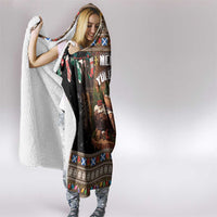 Christmas hooded blanket with hood, fluffy white lining, and Merry Yule Log print