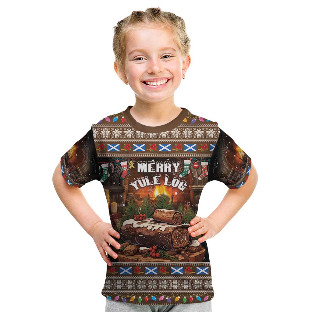 Scotland Christmas Kid T Shirt Merry Yule Log - Wonder Print Shop