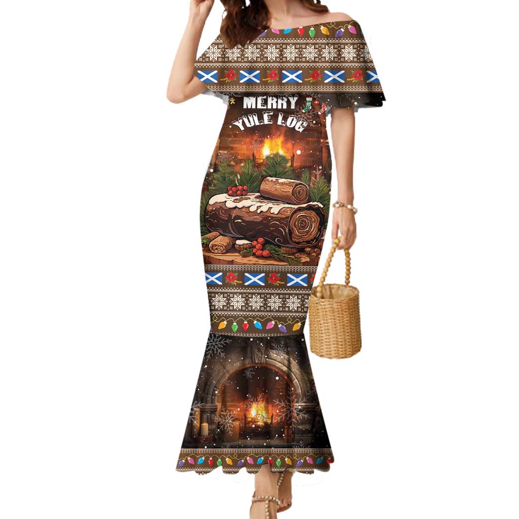 Scotland Christmas Mermaid Dress Merry Yule Log - Wonder Print Shop