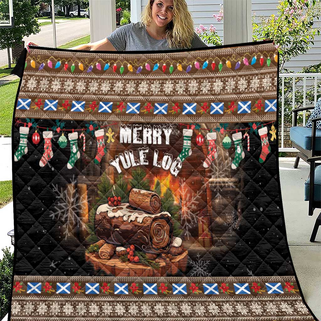 Scotland Christmas Quilt Merry Yule Log - Wonder Print Shop