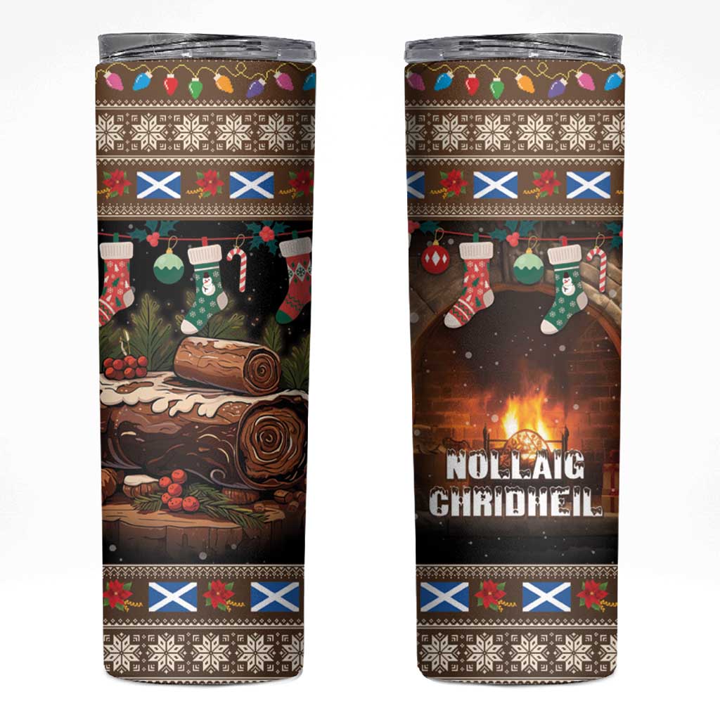 Scotland Christmas Skinny Tumbler Merry Yule Log