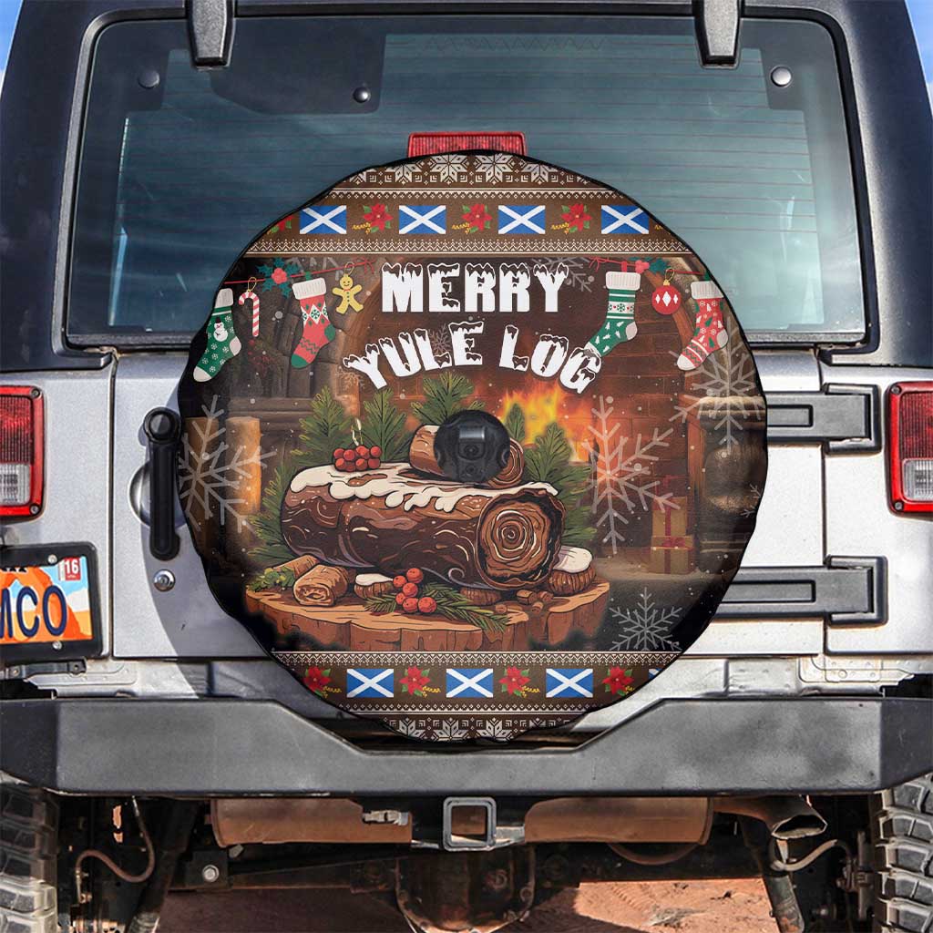 Scotland Christmas Spare Tire Cover Merry Yule Log