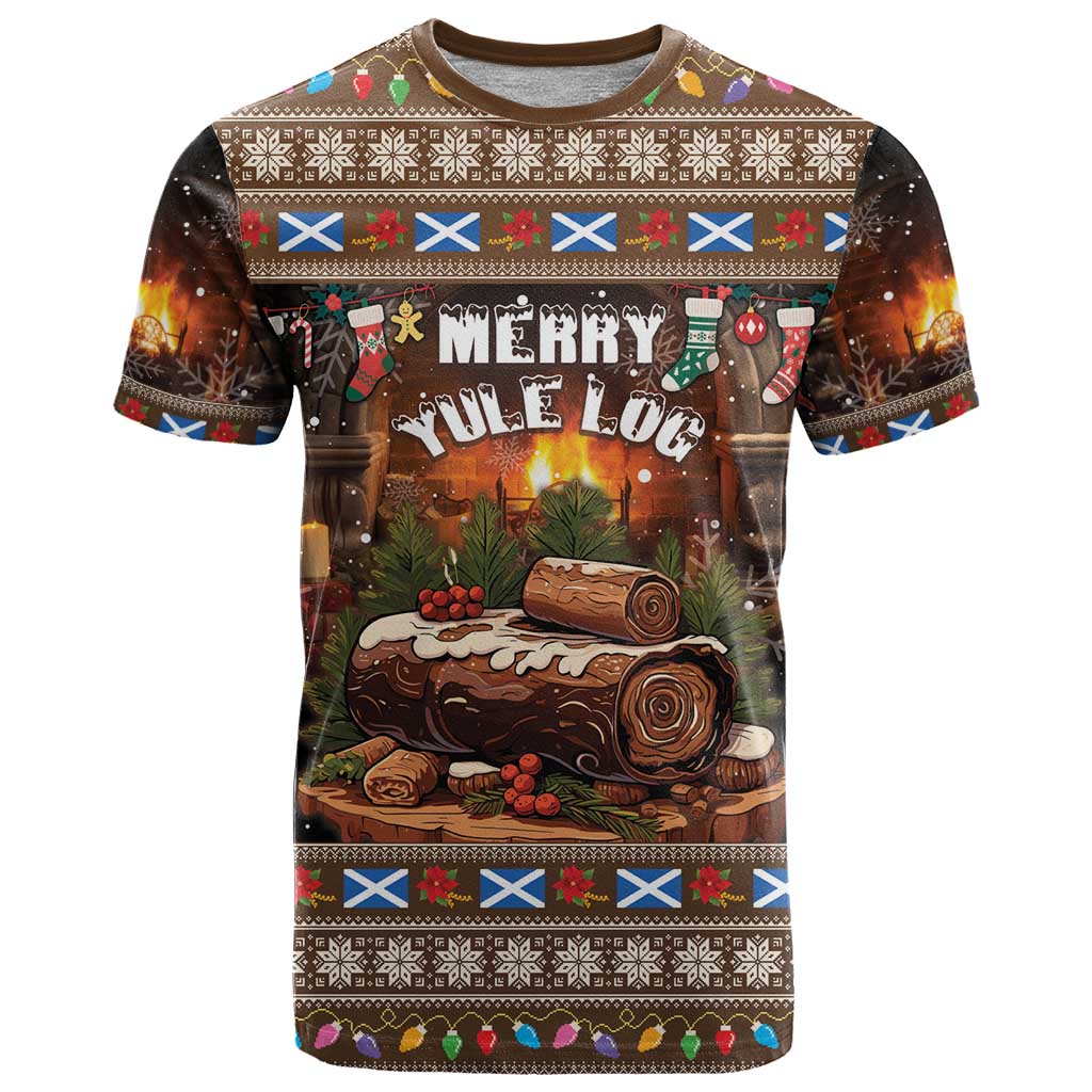 Scotland Christmas T Shirt Merry Yule Log