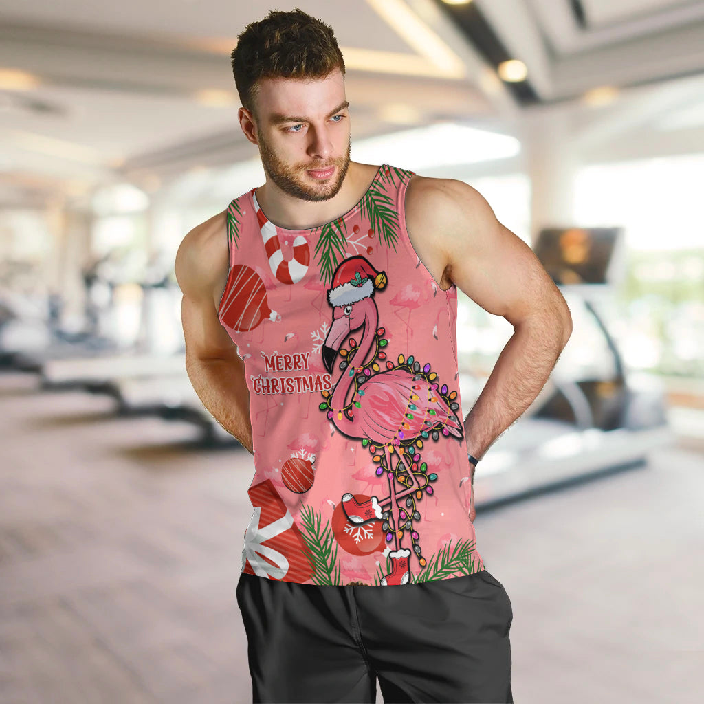 Flamingo Christmas Men Tank Top 2023 Seamless Xmas Vibes - Wonder Print Shop