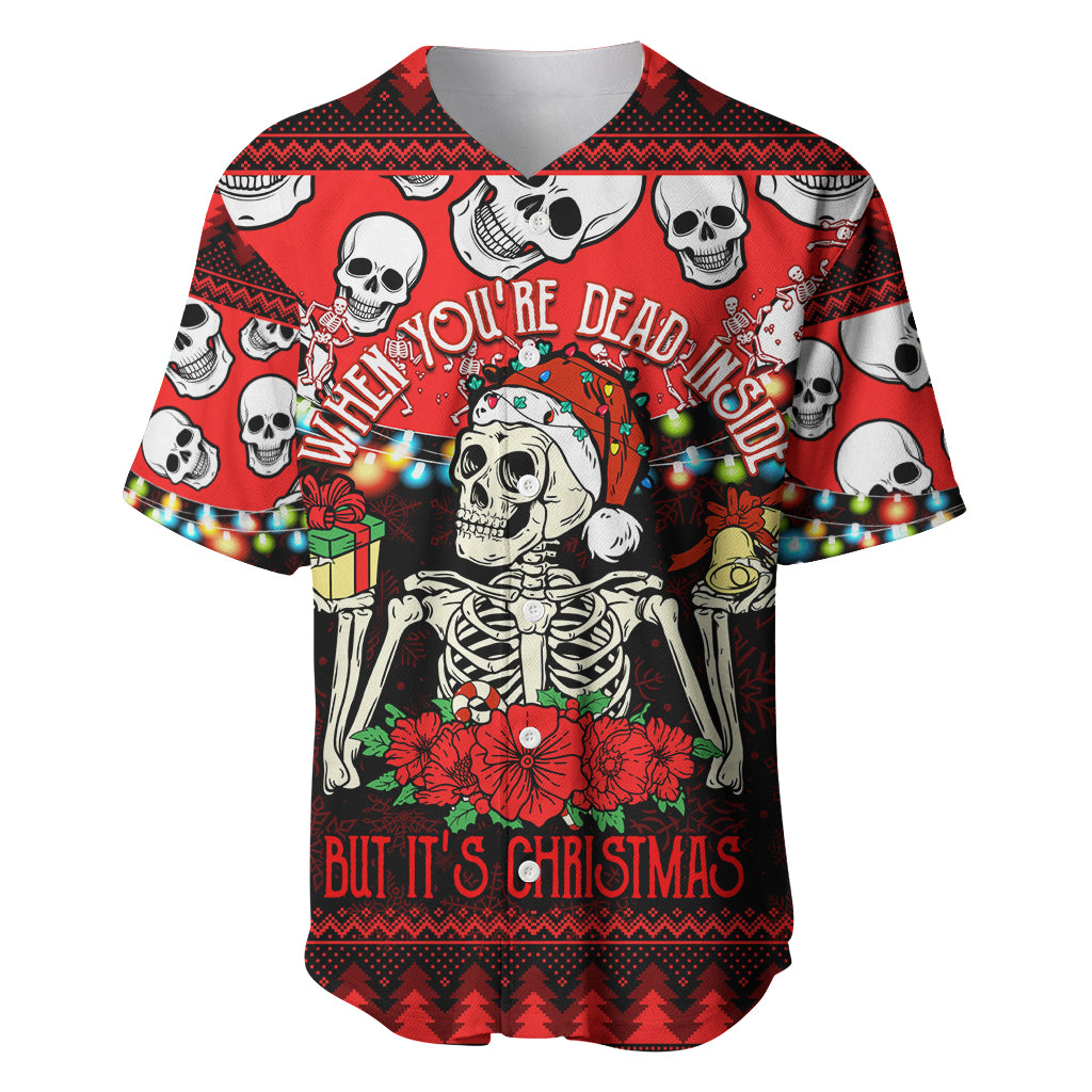 Skull Christmas Baseball Jersey When You Are Dead Inside But It Is Christmas - Wonder Print Shop