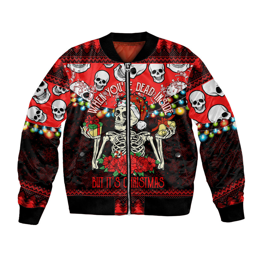 Skull Christmas Bomber Jacket When You Are Dead Inside But It Is Christmas - Wonder Print Shop