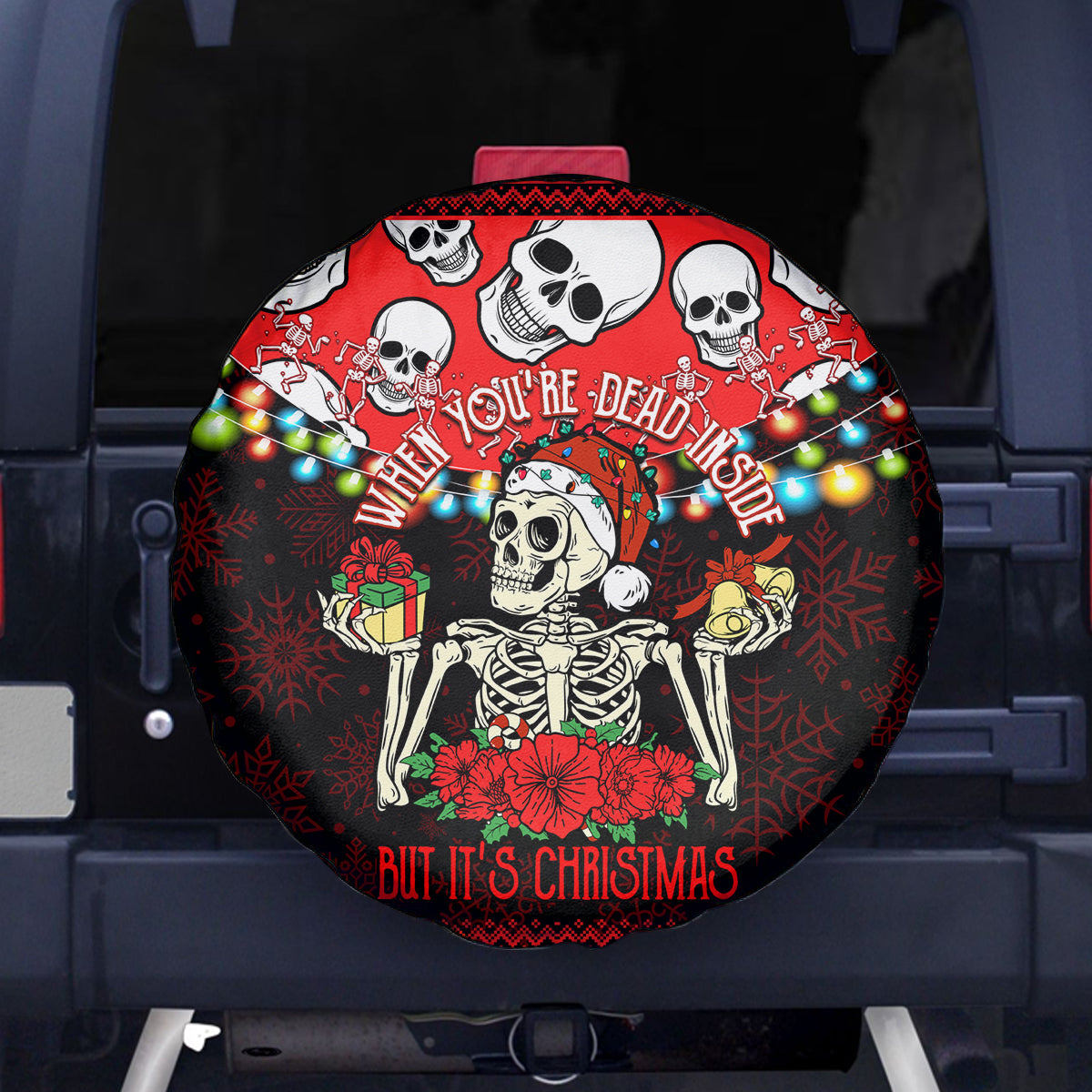 Skull Christmas Spare Tire Cover When You Are Dead Inside But It Is Christmas - Wonder Print Shop