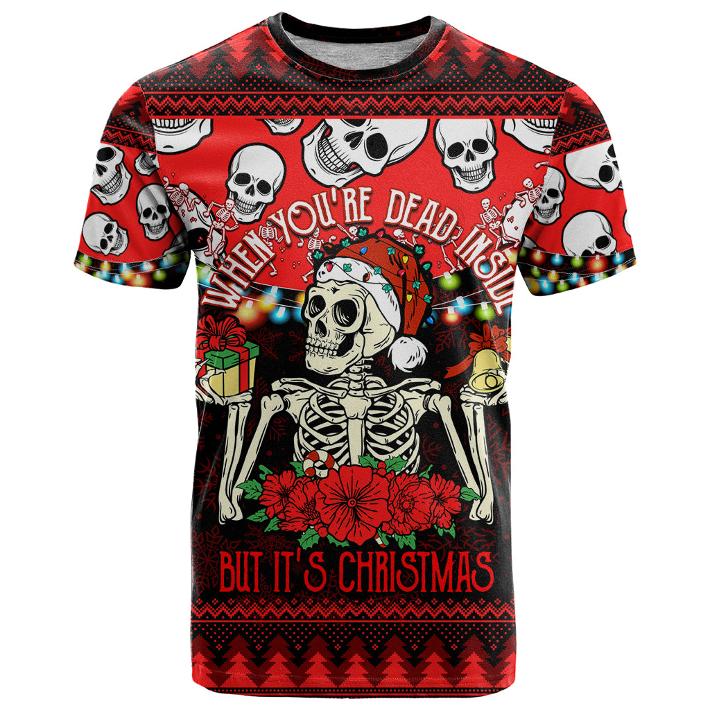 Skull Christmas T Shirt When You Are Dead Inside But It Is Christmas - Wonder Print Shop